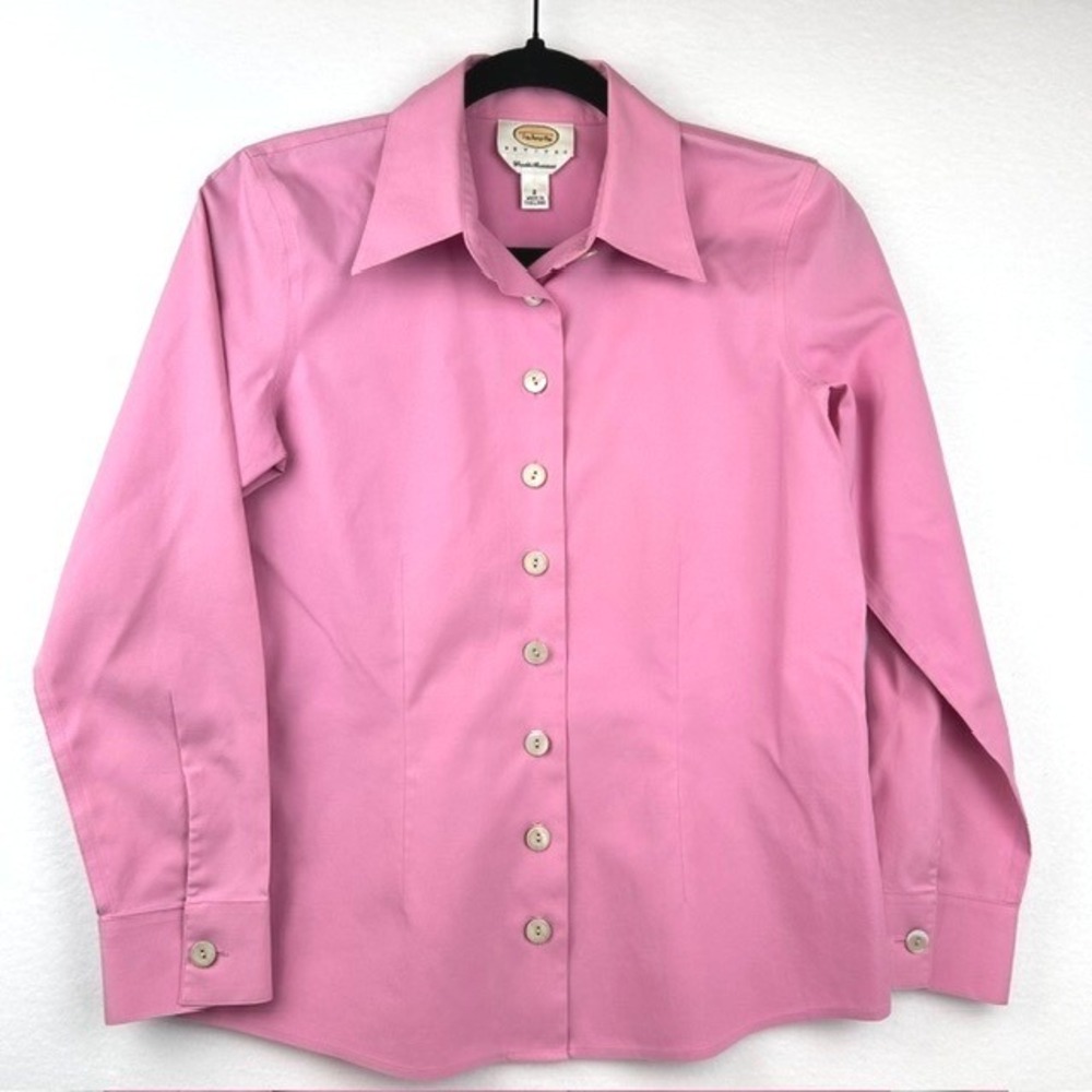 Talbots Button Down Women 2 Pink Good Wrinkle Resistant Long Sleeve Blouse